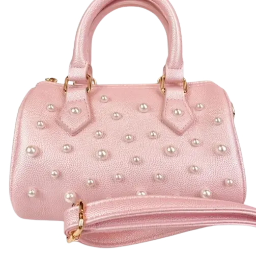 B1312 - Doe A Deer Pearl Studs Leather Barrel Bag Cadiz Boutique, Inc.