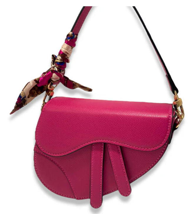 B1309FU -  Fuchsia Saddle Purse