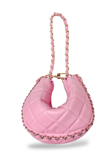 B1391 - Quilted Leather Crescent Purse
