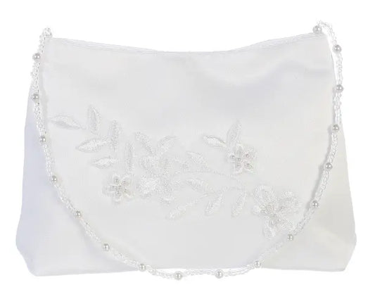 TTKB20 - Satin Bag with Lace Applique with a Bead and Pearl Handle Cadiz Boutique, Inc.
