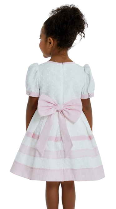 7674 - Pink Girl Balloon Sleeve Dress