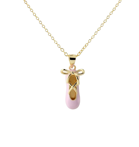 CMSBALLET - 14K Gold-Plated Pink Ballet Slipper Necklace