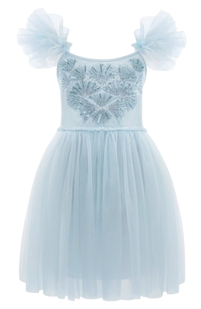 TUS-KDR2 - Vestido de niña con mangas abullonadas y bordados vibrantes