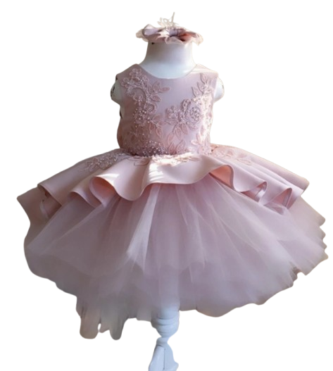 10993 - Vestido de niña bonito ruborizado de corte alto y bajo