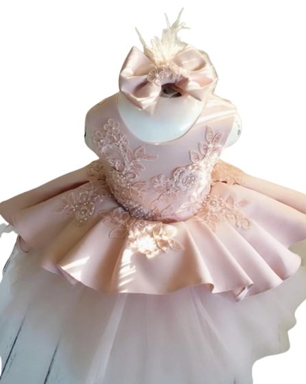 10993 - Vestido de niña bonito ruborizado de corte alto y bajo