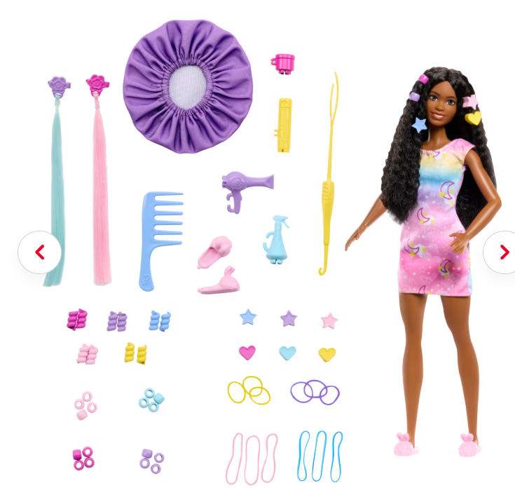 HVM11 - Barbie “Brooklyn” Hairstyling Doll & Playset With 50+ Accessories, Includes Extensions, Bonnet & More
