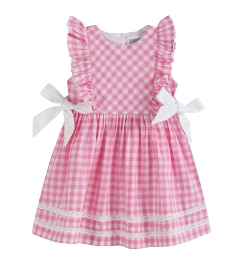 CA56 - Lil Cactus Pink Check Ruffle A-Line Dress