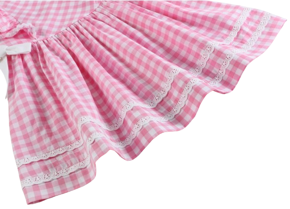 CA56 - Lil Cactus Pink Check Ruffle A-Line Dress