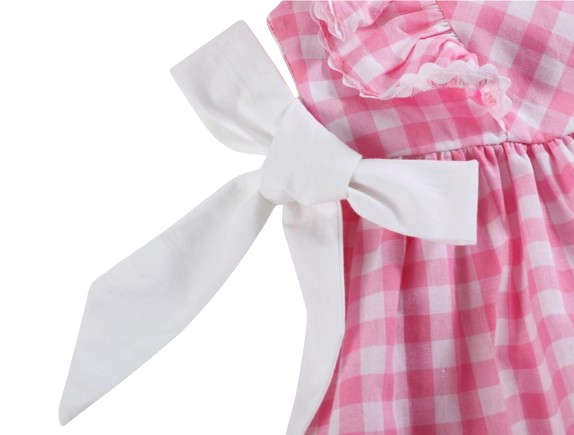 CA56 - Lil Cactus Pink Check Ruffle A-Line Dress