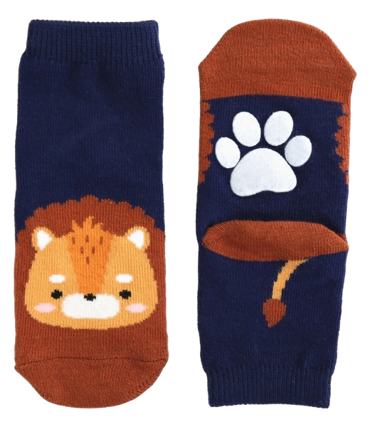 CHFD-0014 - Non-Slip Grip Ankle Socks For Kids Lion Zoo