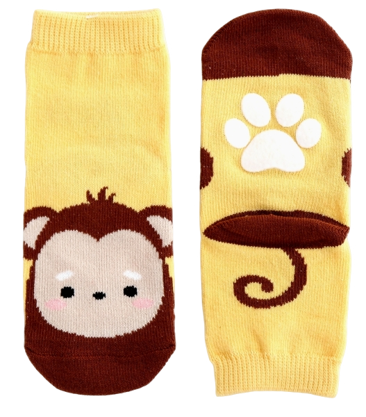 CHFD-0021 - Non-Slip Grip Ankle Socks For Kids Monkey Zoo