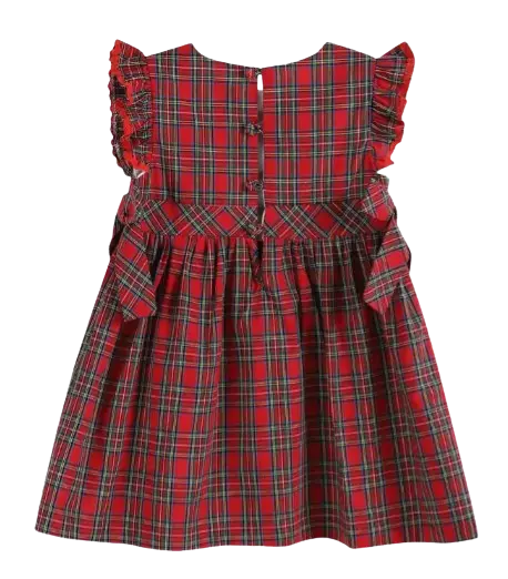 47859 - Lil Cactus Christmas Plaid Ruffle Sleeve Dress Cadiz Boutique, Inc.