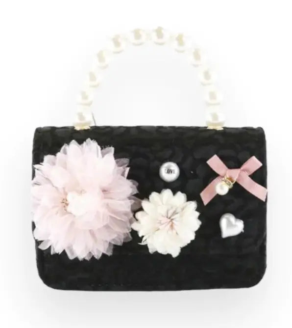 B1305 - Doe A Deer Floral Appliques Tweed Purse Cadiz Boutique, Inc.