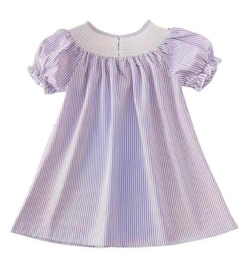 DRG201 - Girls Striped Short Sleeve Embroidered Dress