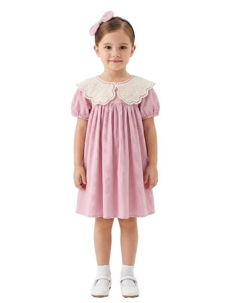 DRG61617 - Purple Lace Collar Girl Short Sleeve Dress