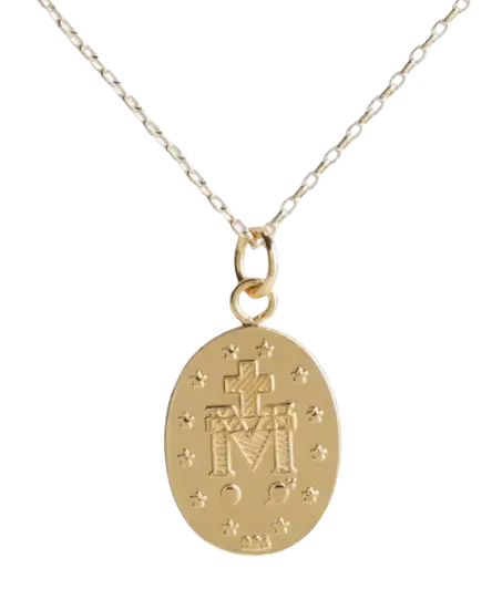 GPBCN-212 - Cherished Moments Gold Plated Miraculous Medal Cross Necklace Cadiz Boutique, Inc.