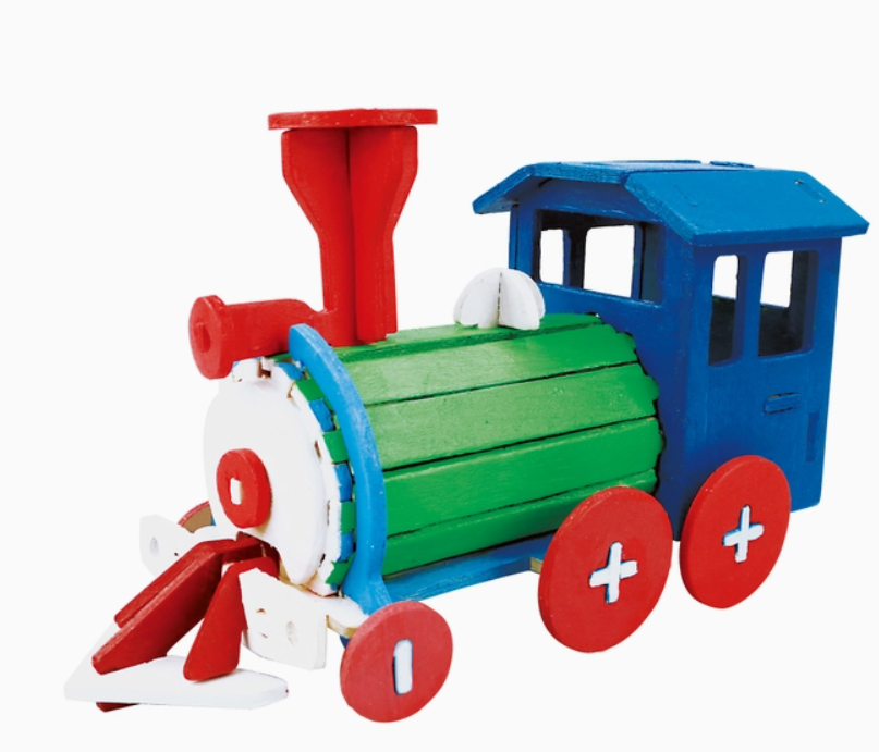 HC251 - 3D Wooden Puzzle with Paint Kit: Locomotive