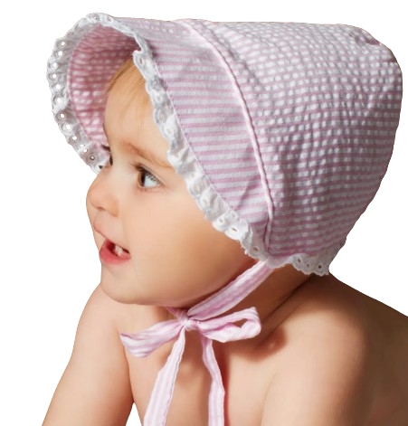18053 - Seersucker Baby Bonnet
