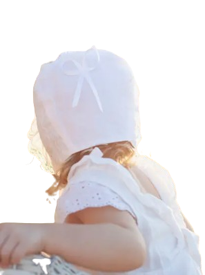 18016 - White Heart Eyelet Baby Bonnet