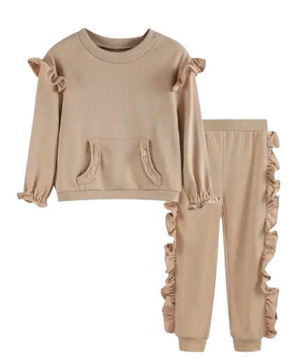 40030 - Ruffle Sweatshirt with Jogger Pant Set