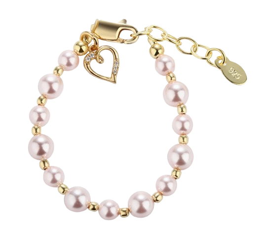 CMLARKIN - 14K Gold-Plated Pink Pearl Baby Heart Bracelet