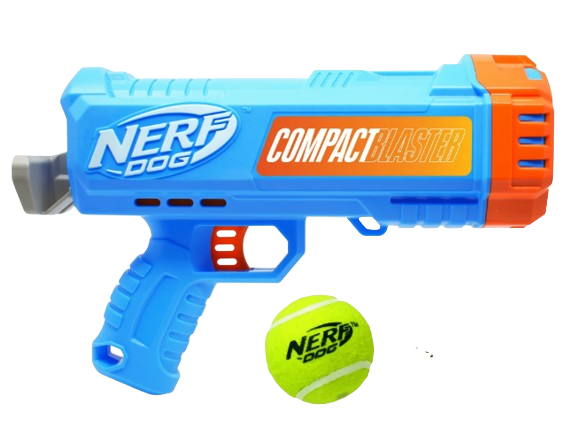 NF9368 - Nerf Dog Compact Blaster Tennis Ball Launcher for Dogs with 2 Balls, 12 inch