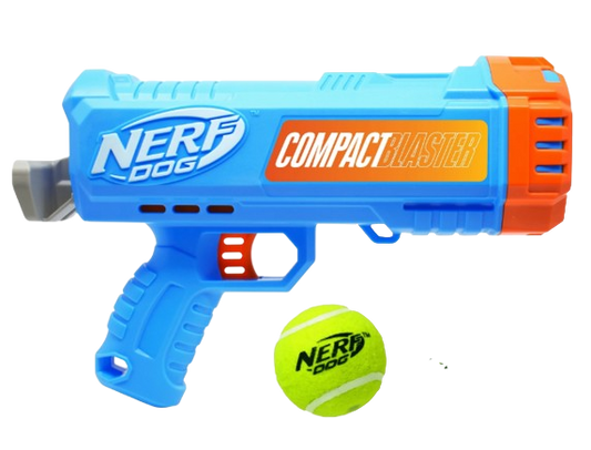 NF9368 - Nerf Dog Compact Blaster Tennis Ball Launcher for Dogs with 2 Balls, 12 inch