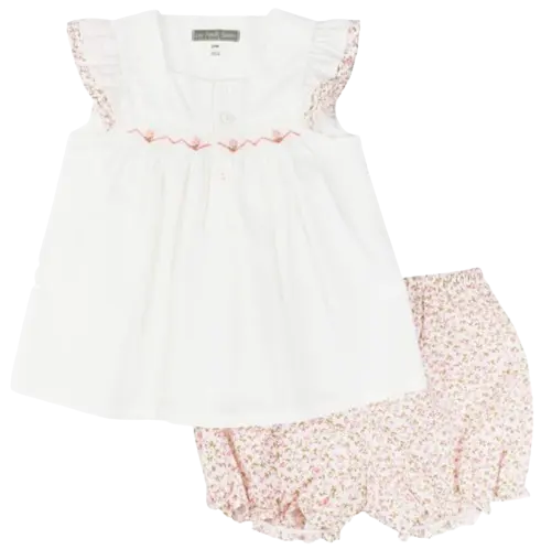 NP145 - White Floral Smocked Top + Bloomers Cadiz Boutique, Inc.