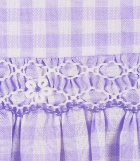 NP232 - Lavender Gingham Smocked Romper Cadiz Boutique, Inc.