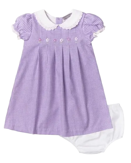 NP391 - Lavender Embroidered Gingham Dress Cadiz Boutique, Inc.