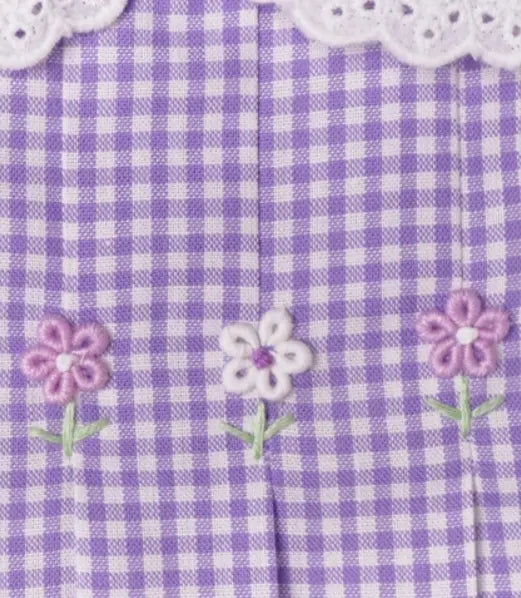 NP391 - Lavender Embroidered Gingham Dress Cadiz Boutique, Inc.