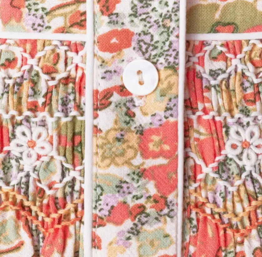 N9392 - Orange Floral Button Dress Cadiz Boutique, Inc.