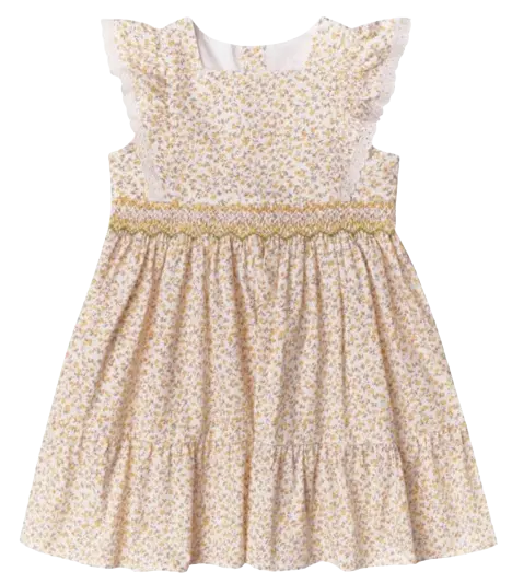 NP393 - Floral Smocked Angel Sleeve Dress Cadiz Boutique, Inc.