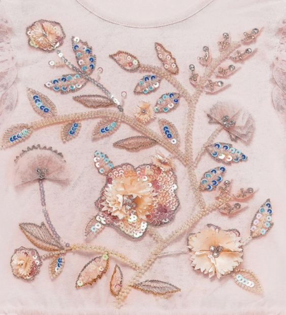 TUS-PNK - Vestido de niña de las flores con encaje bordado y hada de las flores para boda