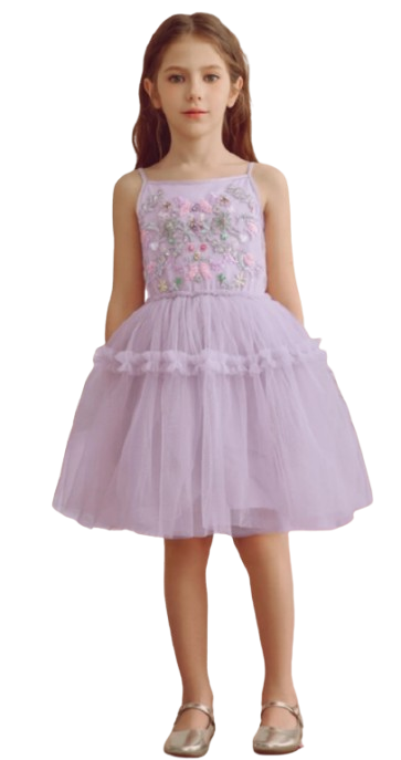 TUS-KDR2P - Vestido princesa de tul bordado vibrante