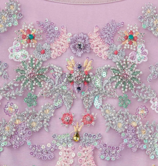 TUS-KDR2P - Vestido princesa de tul bordado vibrante