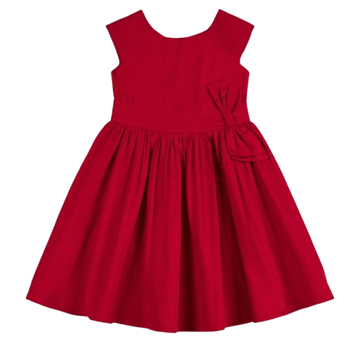 23HG608 - Vestido de fiesta orgánico con mangas cortas y lazo
