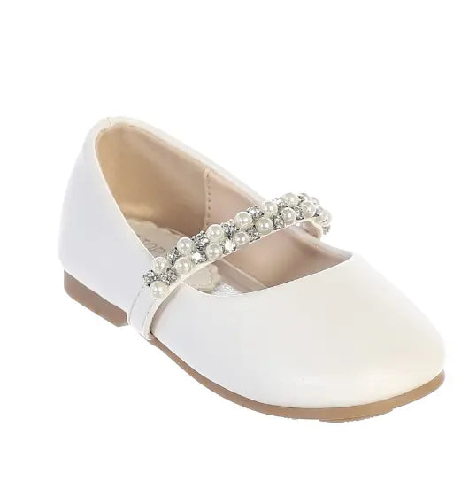 TTS116W - Leatherette Flats with Rhinestone - White Cadiz Boutique, Inc.