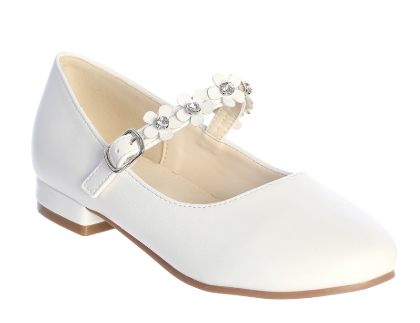 TTS186 - Beautiful Leatherette Shoes with Flowers Across the Strap