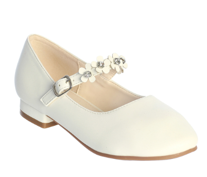 TTS186 - Beautiful Leatherette Shoes with Flowers Across the Strap