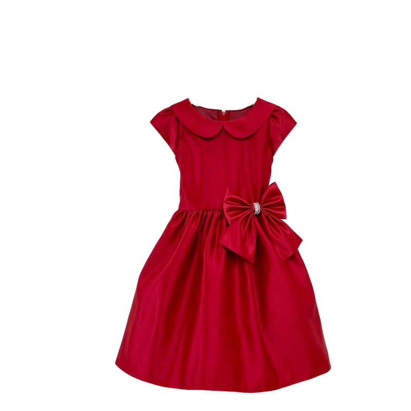 SK1002R - Satin Dress With Collar