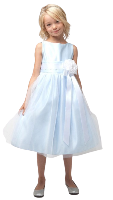 SK402 - Light Blue Vintage Satin Tulle Dress