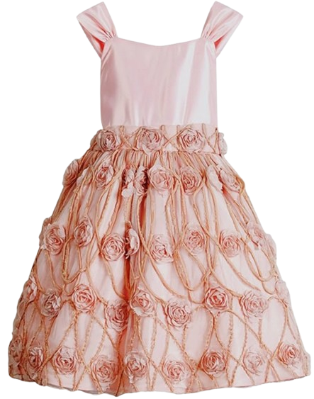 SK476R - Shabby Satin Rose Emb Flower Girl Dress