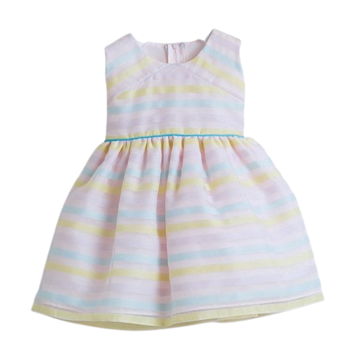 SK570 - Pink Directional Stripe Organza Dress