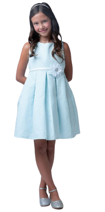 SK577SB - Sky Blue Polka Dot Jacquard w/ Flower