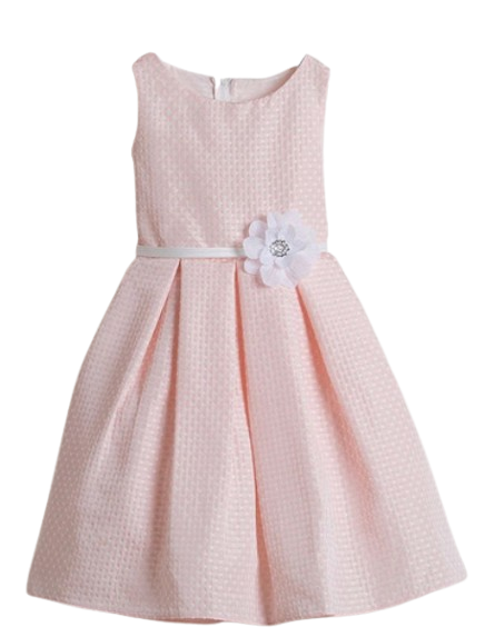 SK577LP - Light Pink Polka Dot Jacquard w/ Flower
