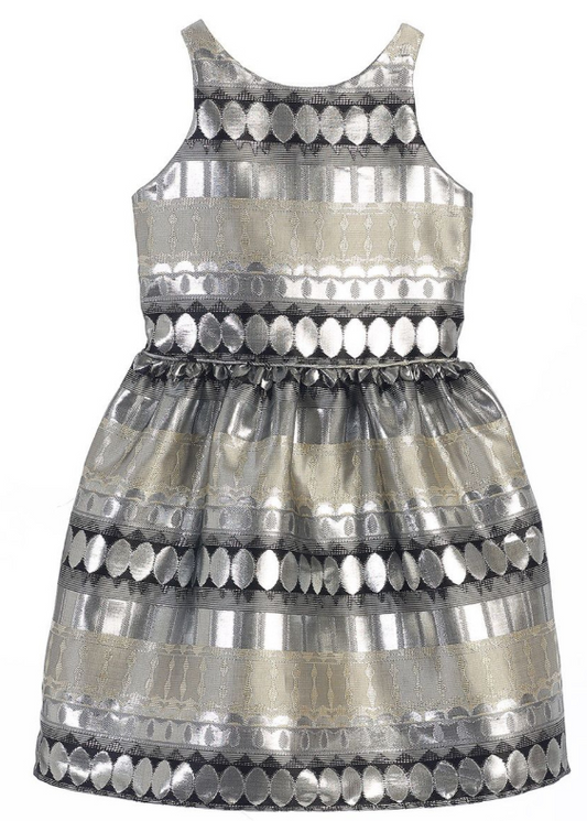 SK594 - Silver Metallic Jacquard Dress