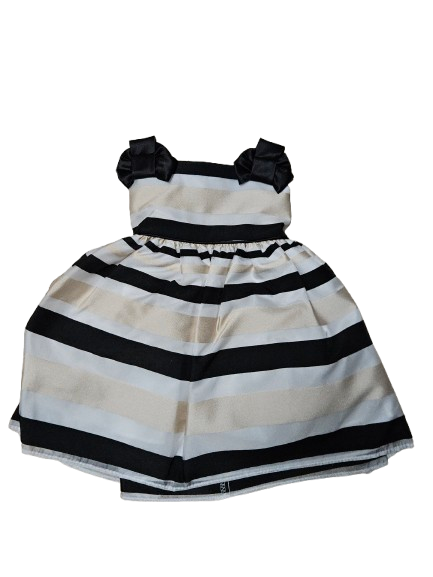 SKB595 - Black And Gold Stripped Dress