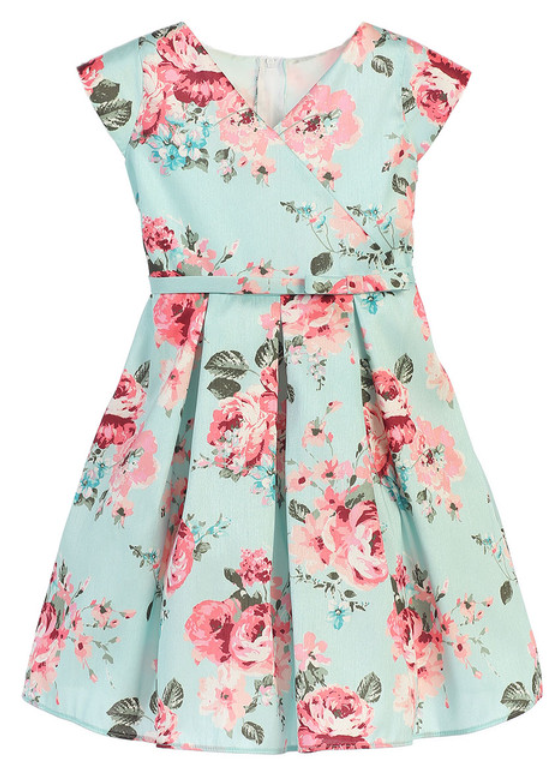 SK646 - Mint Floral Crossover Dress