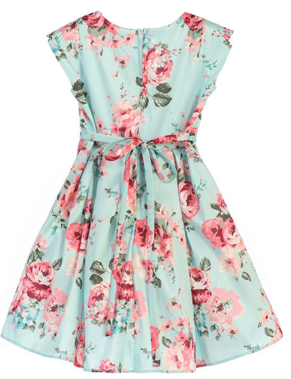 SK646 - Mint Floral Crossover Dress